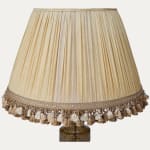 Handsewn Loosely Gathered Antique Uzbek Silk Lampshade with Samuel & Sons Orsay Silk Tassel Trim