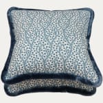 Nicky Haslam Waterberry Heavenly Blue Cushion with Samuel and Sons Aria Silk Trim