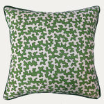 Sibyl Colefax & John Fowler Squiggle Green Linen Decorative Cushion With Piping