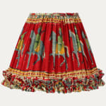 Pair of Beautiful Vintage Indian Hand Block Printed Textile Lampshades with Frill Skirt