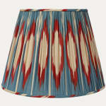 Striking Tall Blue and Orangey Red Silk and Cotton Ikat Handsewn Lampshades