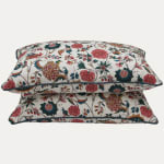 Christopher Moore Blue Passion Flower Cushion with Contrast Piping