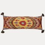 Wonderful Silk and Cotton Ikat Oblong Cushion with Bespoke Tassels