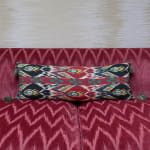 Robert Kime Peacock Silk and Cotton Ikat Oblong Cushion with Tassels