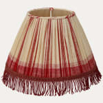 Pair of Striped Antique Linen Lampshades with Vintage Tassel Trim