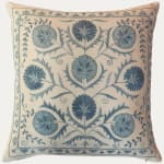 Unique Suzani Cushion with Silk Hand Embroidered Floral Motifs on Silk & Cotton Base Cloth