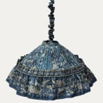 Decors Barbares Dans Le Foret Blue Hanging Pendant Lampshade with Striped Silk Lining