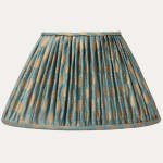 Fortuny Piumette Blue and Gold Handsewn Oval Lampshade