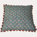 Robert Kime Hanataba Blue Decorative Cushion with Fan Edge Trim