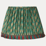 Fortuny Piumette Emerald Gold Handsewn Lampshade with Effile Tricoloure Trim