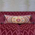 Wonderful Silk and Cotton Ikat Oblong Cushion with Bespoke Tassels