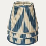 Blue and Cream Silk Cotton Lampshade with Candle Clip Fitting