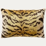 Scalamandre Tigre Silk Ivory Black and Gold Cushion