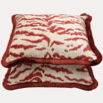 Jane Shelton Tigertooth Red Bone Decorative Cushion with Brush Fringe