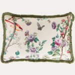 Antoinette Poisson Canton Beige Cushion with Fabric Both Sides and Brush Fringe