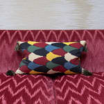 Robert Kime Harlequin Silk and Cotton Ikat Cushion with Bespoke Tassels
