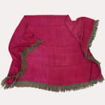 Uzbek Silk Purple Shawl with Green Fringe
