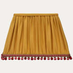 SFJ Gold Silk Rectangular Handsewn Empire Lampshade with Houles Beaded Trim