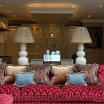 Christopher Spitzmiller Pair of Allen Lamps, Tea Stain Crackle