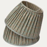 Fortuny Delfino Blue and Silvery Gold Handsewn Gathered Lampshade