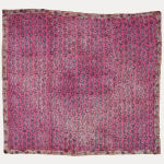 Turkish Antique Cotton Raspberry Colour Block Printed Textile