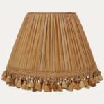 Antique Uzbek Striped Silk Handsewn Empire Lampshire with Silk Tassel Trim