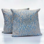Fortuny Fabric Blue & Silvery Gold Campanelle Cushion