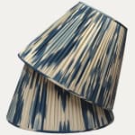 Silk and Cotton Blue White Ikat Lampshade with Silk Lining