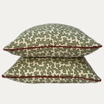 Sibyl Colefax & John Fowler Squiggle Moss Linen Decorative Cushion with Piping