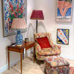 Howard Chairs Buttoned Drefus Armchair in Clarence House Talcy Document Velvet