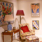 Howard Chairs Buttoned Drefus Armchair in Clarence House Talcy Document Velvet