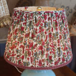 Pierre Frey Braquenie Petit Jouy Framboise Lampshade with Vintage Trim
