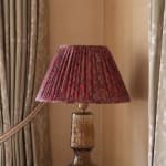 Antique Turkish Berry Colour Hand Block Printed Fabric Handsewn Lampshade