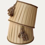 Claremont Taffeta Sand Silk Boxed Pleat Lampshade with Houles Trim and Tassels