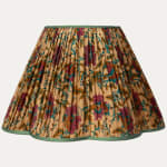 Vintage Floral Silk Saree Scallop Lampshade with Contrast Silk Trim