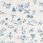 Bennison Chinese Paper Mono Blue on Fine Oyster Linen