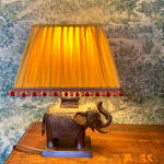SFJ Gold Silk Rectangular Handsewn Empire Lampshade with Houles Beaded Trim