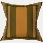 SFJ Silk Gold, Apricot and Green Striped Cushion with French Vintage Trim