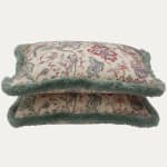 Bennison Trincomalee New Blue Red on Oyster Cushion