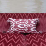 Silk and Cotton Ikat Cushion Paired with Bespoke Rayon Tassels