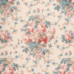 Roses Faded Blue On Beige