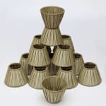 Claremont Florence Striped Silk Box Pleated Lampshades with Contrast Silk Binding