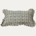 Penny Morrison Ashok Green Cushion with Ruffle Trim
