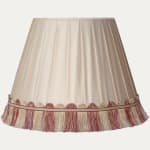 Knife Pleated Indian Douppion Ivory Silk Lampshade With George Spencer Fan Top Fringe