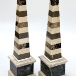 Pair of 21" Classic Marble Obelisks made from Emperador Dark, Armani Brown, Cream Marfil