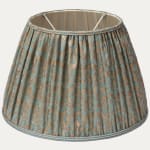Fortuny Delfino Blue and Silvery Gold Handsewn Gathered Lampshade