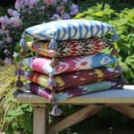 Wonderful Striped Silk and Cotton Ikat Cushion with Matching Tassels