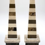 Pair of 21" Classic Marble Obelisks made from Emperador Dark, Armani Brown, Cream Marfil