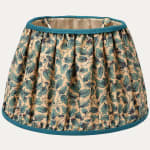 Bennison English Oakleaf Bright Blue on Beige Gathered Lampshade