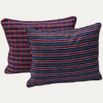 Squaretangular Plaid and Striped Antique Anatolian Textile Cushions